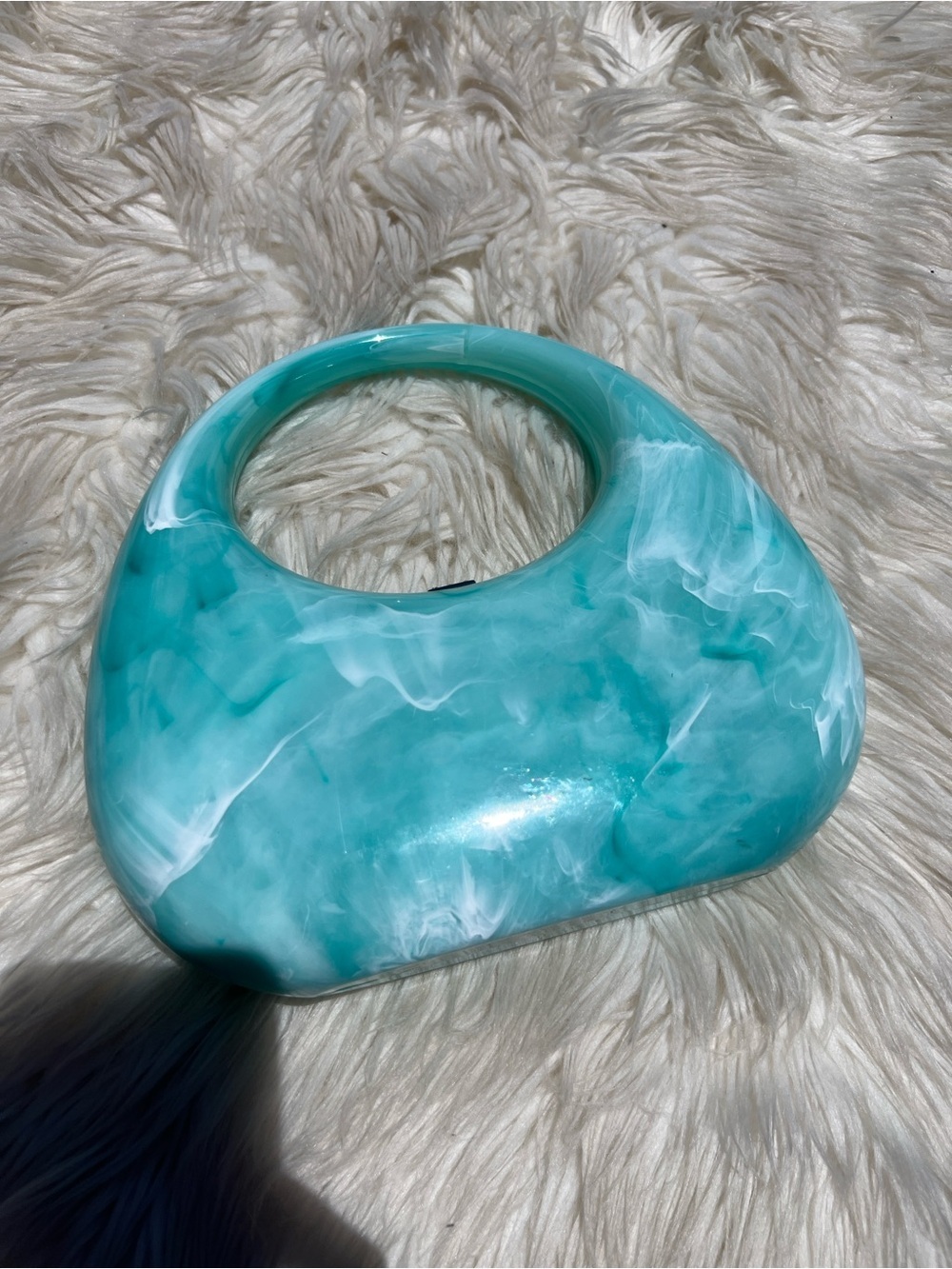 Acrylic Marbled Teal Handbag - Stylish Women’s Bag - Picture 2 of 5
